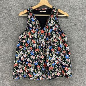 Hagel Blouse Women M Medium Black Floral V-Neck Sleeveless Rayon Wide Strap